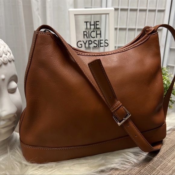 WILSONS LEATHER PELLE STUDIO COGNAC OVER THE SHOULDER HANDBAG P14 - Picture 5 of 9